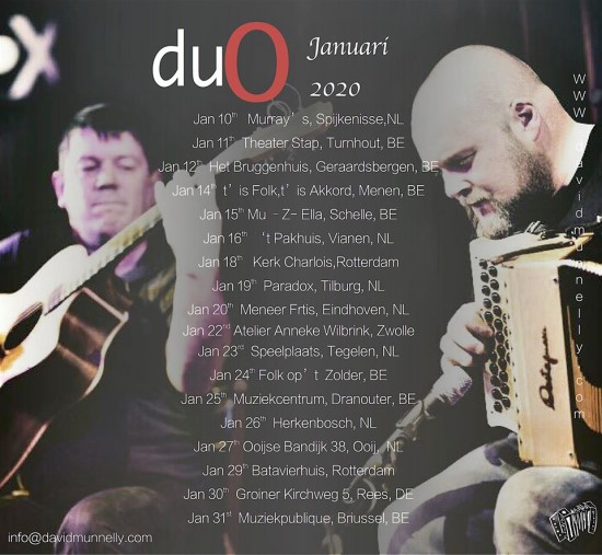 David Munelly Duo concerts in Jannuary - DE/BE/NL