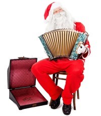 Santa plays accordion