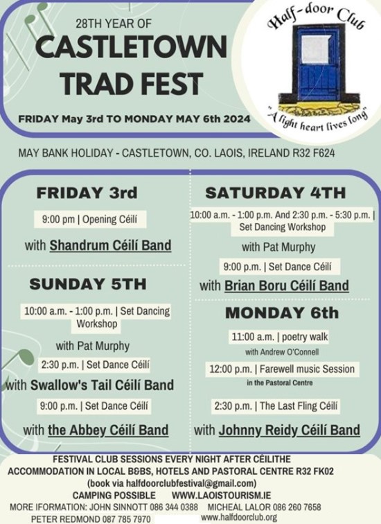 The Half-Door Club for it’s 28th year of Castletown Trad Fest - Ireland